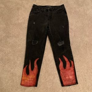 hand painted high waisted boyfriend jeans